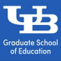 Image of white UB Graduate School of Education logo on blue background. 