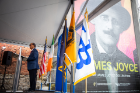UB President Satish K. Tripathi spoke at a news conference held on June 14 to introduce a new mural of renowned author and poet James Joyce in downtown Buffalo. Photographer: Meredith Forrest Kulwicki Photographer: Meredith Forrest Kulwicki