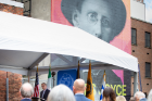 James Maynard, curator of the UB Poetry Collection, spoke at a news conference held on June 14 to introduce a new mural of renowned author and poet James Joyce in downtown Buffalo. Photographer: Meredith Forrest Kulwicki