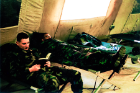 Inside Lamb’s unit’s home tent in Afghanistan.