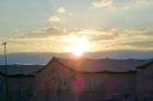 Sunrise breaks over the tent city that served as a residence for Lamb and his unit in Afghanistan in 2001.