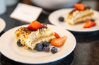 Even dessert — tiramisu with fresh berries.