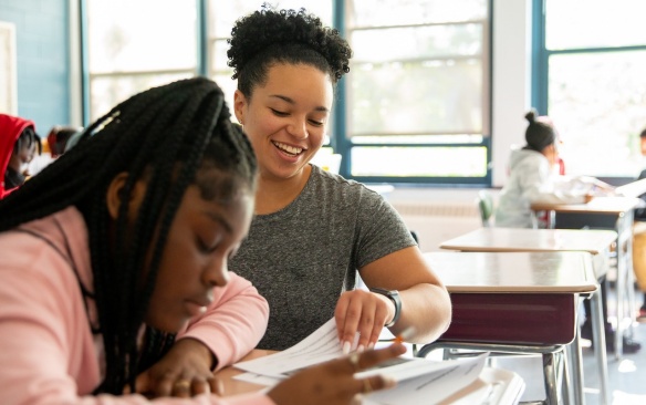 The Teacher Residency Program, part of the Graduate School of Education, had four teachers placed at BUILD Community School, in Buffalo, NY. There were photographed in May 2023. \r\rPhotographer: Meredith Forrest Kulwicki. 