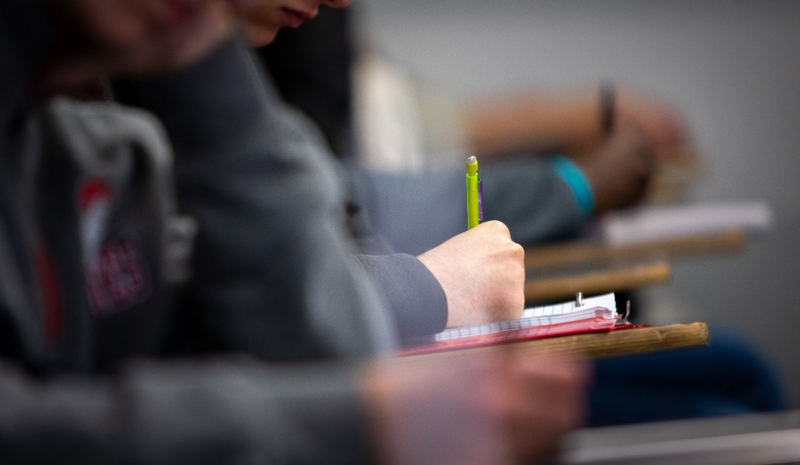 The first day of class for Corey Placito’s math Intro Diff Equations class in January 2024 in a classroom in Clemens Hall. Photographer: Meredith Forrest Kulwicki. 