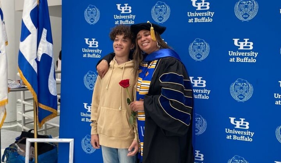 Dina Skeffrey and her son at commencement. 