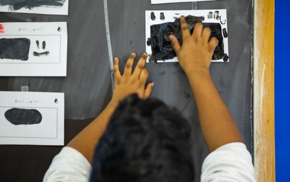 School aged children participate in the Gifted Math Program in Baldy and Clemens Hall in January 2020. Photographer: Douglas Levere. 