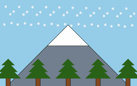 A mountain and trees graphic made by a computer science student. 