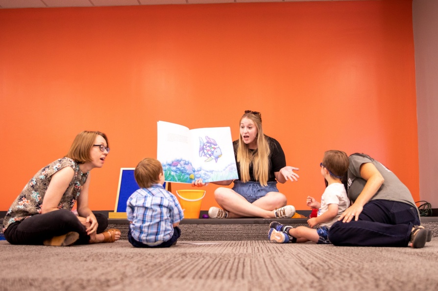 UB’s Graduate School of Education has partnered with GiGi’s Playhouse Down Syndrome Achievement Center of Buffalo to provide UB students with in-classroom experience teaching students with disabilities. UB students were photographed at the center working with clients in July 2021. GSE professor Claire Cameron is working with the program. Photographer: Meredith Forrest Kulwicki. 