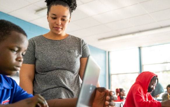 The Teacher Residency Program, part of the Graduate School of Education, had four teachers placed at BUILD Community School, in Buffalo, NY. There were photographed in May 2023. Photographer: Meredith Forrest Kulwicki. 