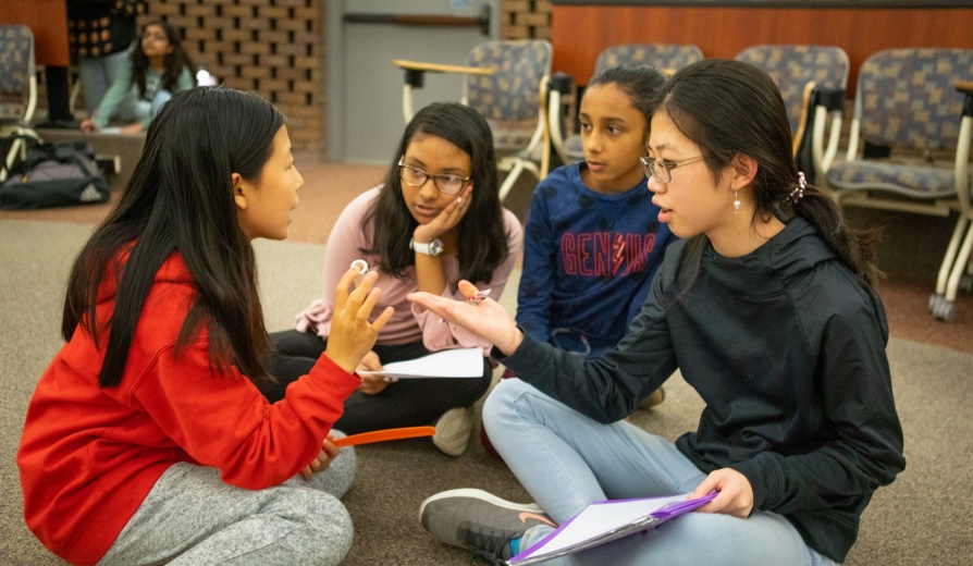 School aged children participate in the Gifted Math Program in Baldy and Clemens Hall in January 2020. Photographer: Douglas Levere. 