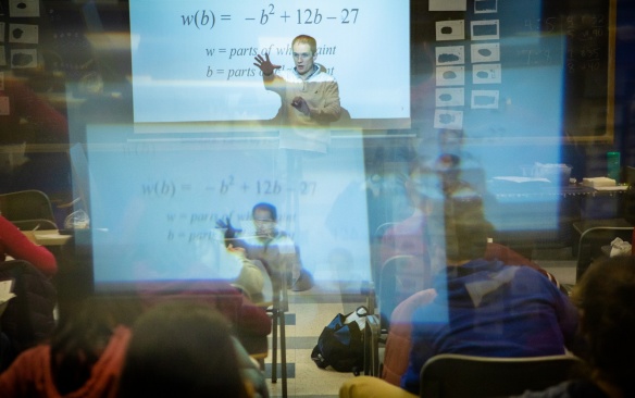 School aged children participate in the Gifted Math Program in Baldy and Clemens Hall in January 2020. Photographer: Douglas Levere. 