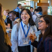 Smiling group of diverse female graduate students. 