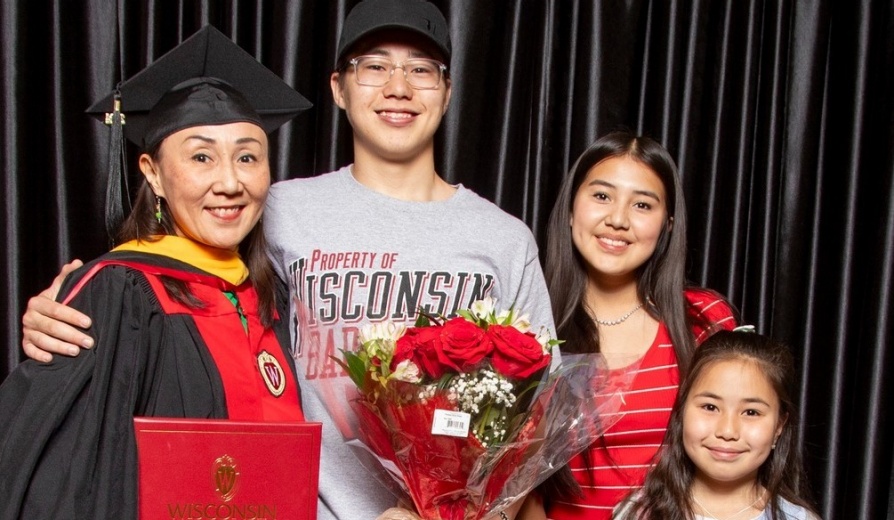 Karly Rakhimova pictured with her children. 
