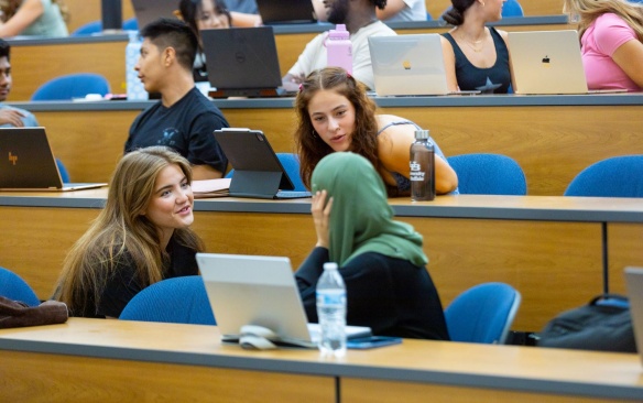 Students in a lecture hall. 