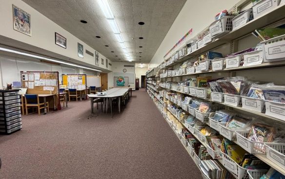 CLARI Wall of books with desks. 