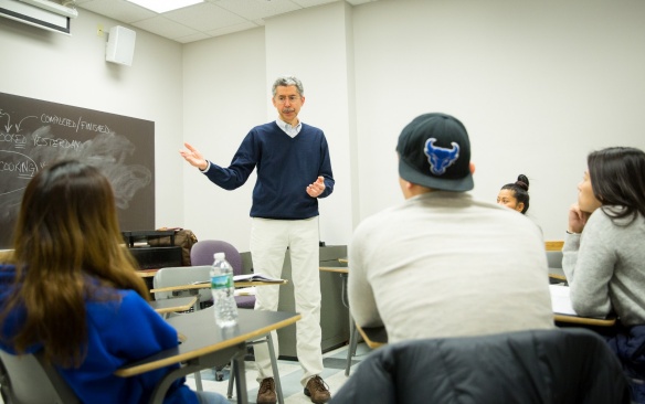 Timothy Cauller, of the English Language Institute teaches a class in Baldy Hall. Photographer: Meredith Forrest Kulwicki. 