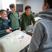 School aged children participate in the Gifted Math Program in Baldy and Clemens Hall in January 2020. Photographer: Douglas Levere. 