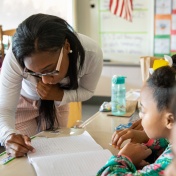 The Teacher Residency Program, part of the Graduate School of Education, had four teachers placed at BUILD Community School, in Buffalo, NY. There were photographed in May 2023. Photographer: Meredith Forrest Kulwicki. 