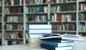 Image of stacked books. 