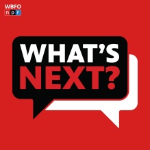 What's Next WBFO NPR graphic logo. 