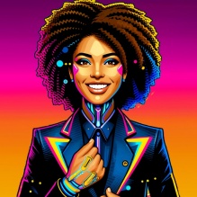 Afro-futuristic graphic of Stephanie Toliver. 