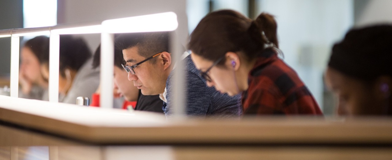 Students studying in library. 