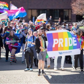 Pride parade on campus. 