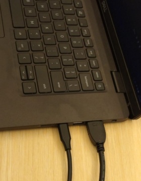 Zoom image: Connect the other end of the cable(s) to the HDMI port and USB-C port (if needed) on your computer. 