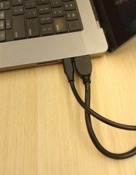 Zoom image: Connect the other end of the cable(s) to the HDMI port and USB-C port (if needed) on your computer. 