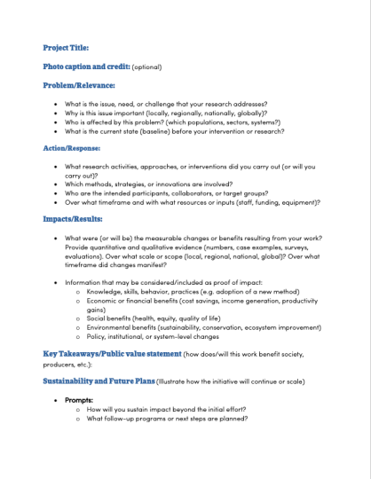 Thumbnail image of the impact statement template. 