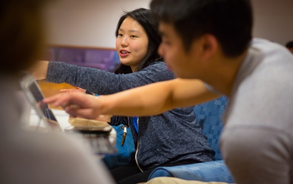 Students in Library. 