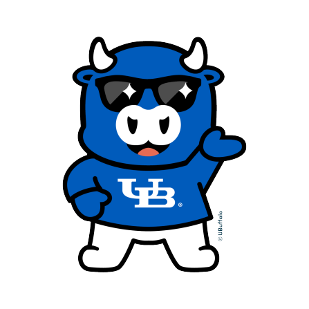 Cartoon illustration of UB mascot Victor E. Bull. 