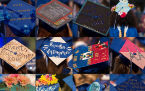 Image of decorated mortar boards. 
