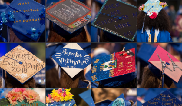 Image of decorated mortar boards. 