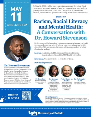 Promotional flyer for Racism, Racial Literacy and Mental Health: A Conversation with Dr. Howard Stevenson. 