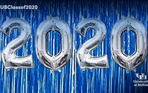 Balloons spelling out 2020. 
