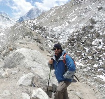 Zoom image: Martin hiking, during a school break, at Mount Everest Base Camp, Khumbu, Nepal,April 2015. (Photo/David Gliddon) 