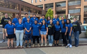 2024 teacher resident cohort pirctured outside O'Brian Hall on North Campus. 