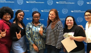 Zoom image: Group of students at UB GSE new student orientation.