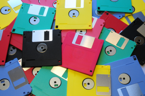 Rainbow floppy discs. 