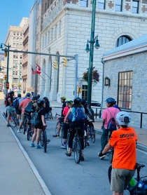 Zoom image: Another view of bicyclists in downtown Buffalo