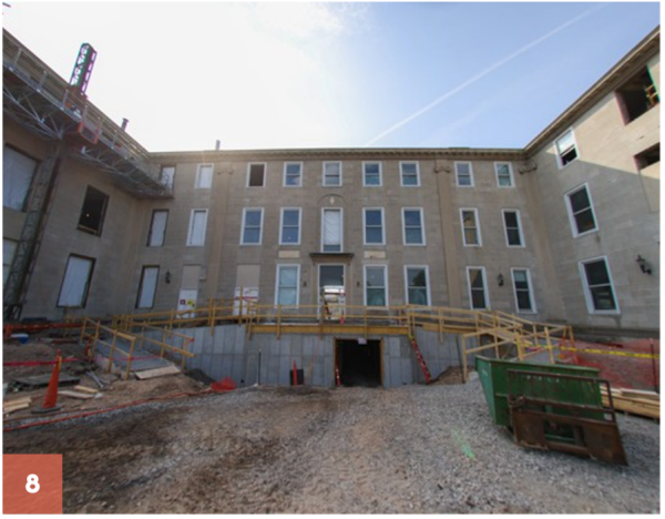 Zoom image: 8.&nbsp;Construction underway at Foster Hall in June 2023. 