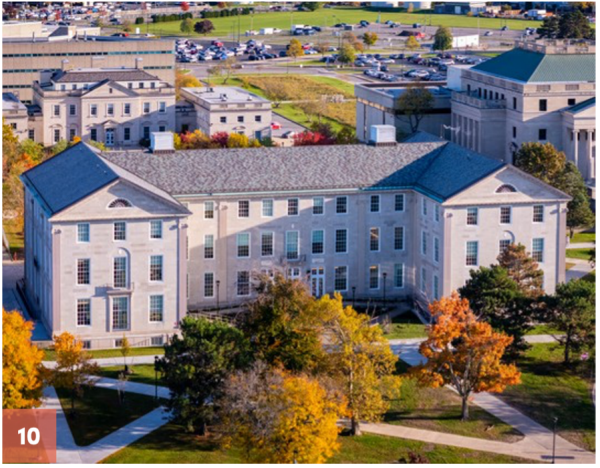 Zoom image: 10. Foster Hall in late October 2025. 
