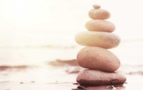 Stacked rocks on the beach. 