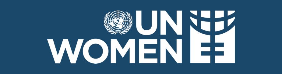 United Nations Women logo on a navy blue background. 