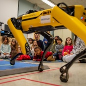 AI robot working with children in the Early Childhood Research Center. 