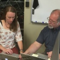 Sunshine R. Sullivan and David L. Bruce at a computer. 