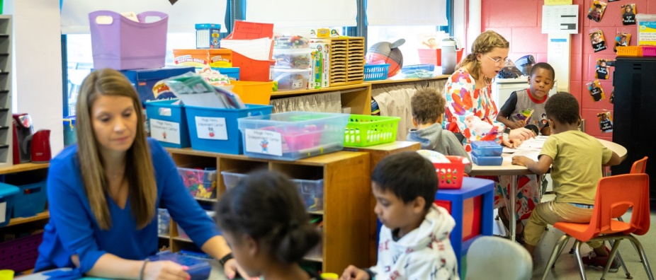 UB teacher resident in a classroom with a mentor teacher. 
