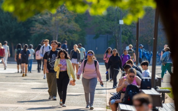 Students on campus. 