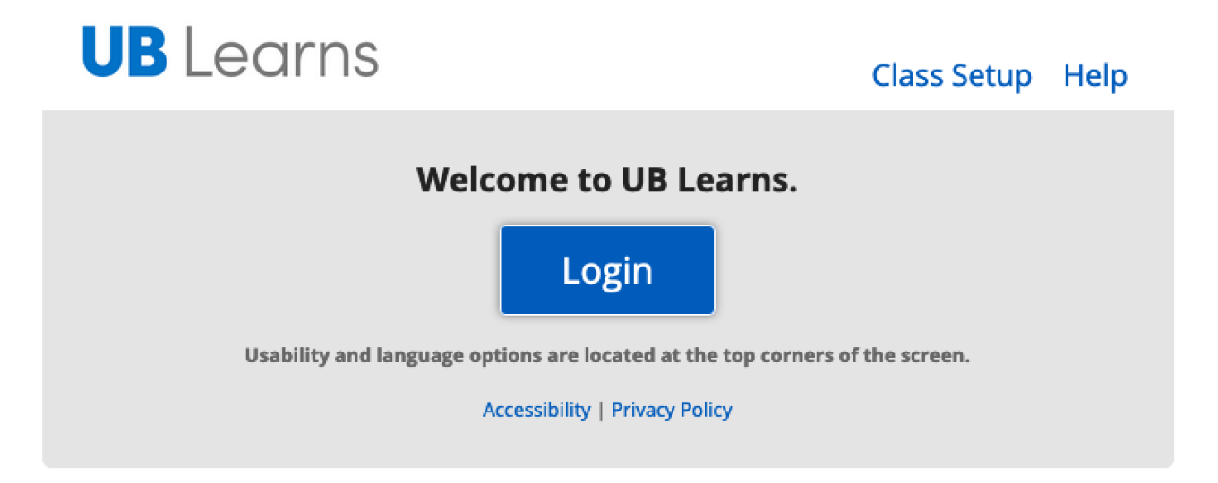 Screen shot of UBLearns homepage. 